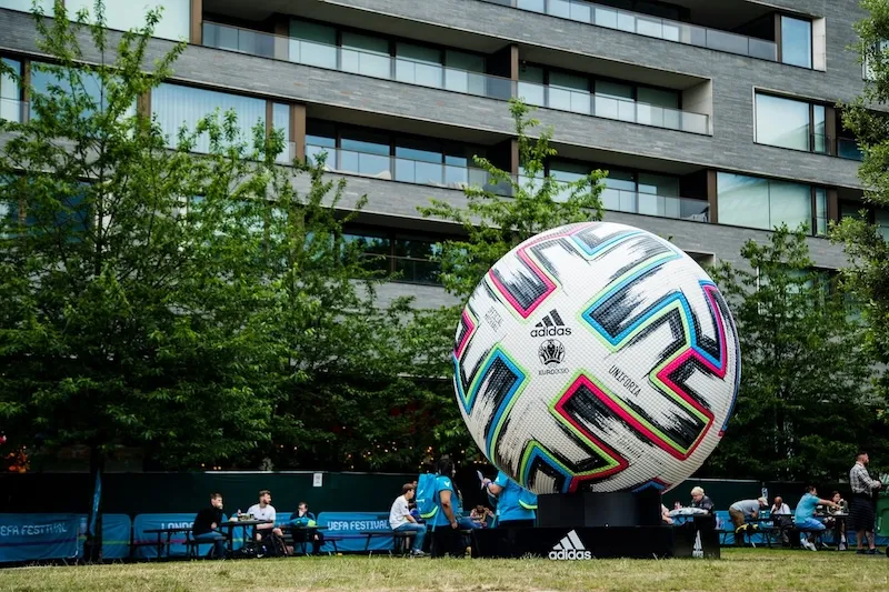 A UEFA EURO 2020 Huge soccer ball during UEFA Fan Festival