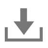 Download icon showing a downward arrow pointing into a horizontal tray.