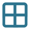 Icon of a square grid with four equal smaller squares separated by white lines.