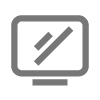 Icon of a computer monitor with a diagonal line running through the screen.