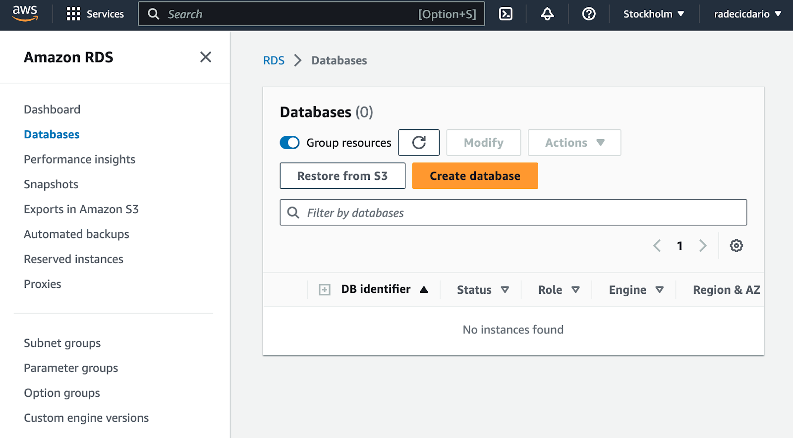 Image 1 - Creating an Amazon RDS database