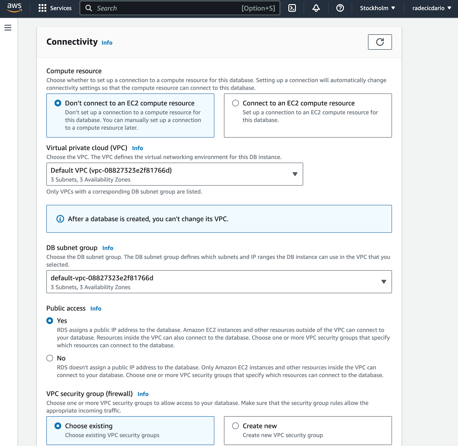 Image 6 - Instance connectivity and security group