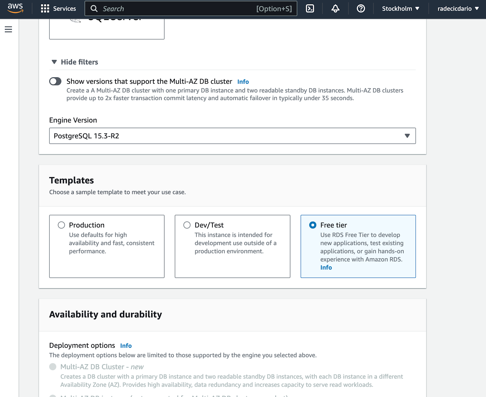 Image 3 - Using the Free Tier RDS database