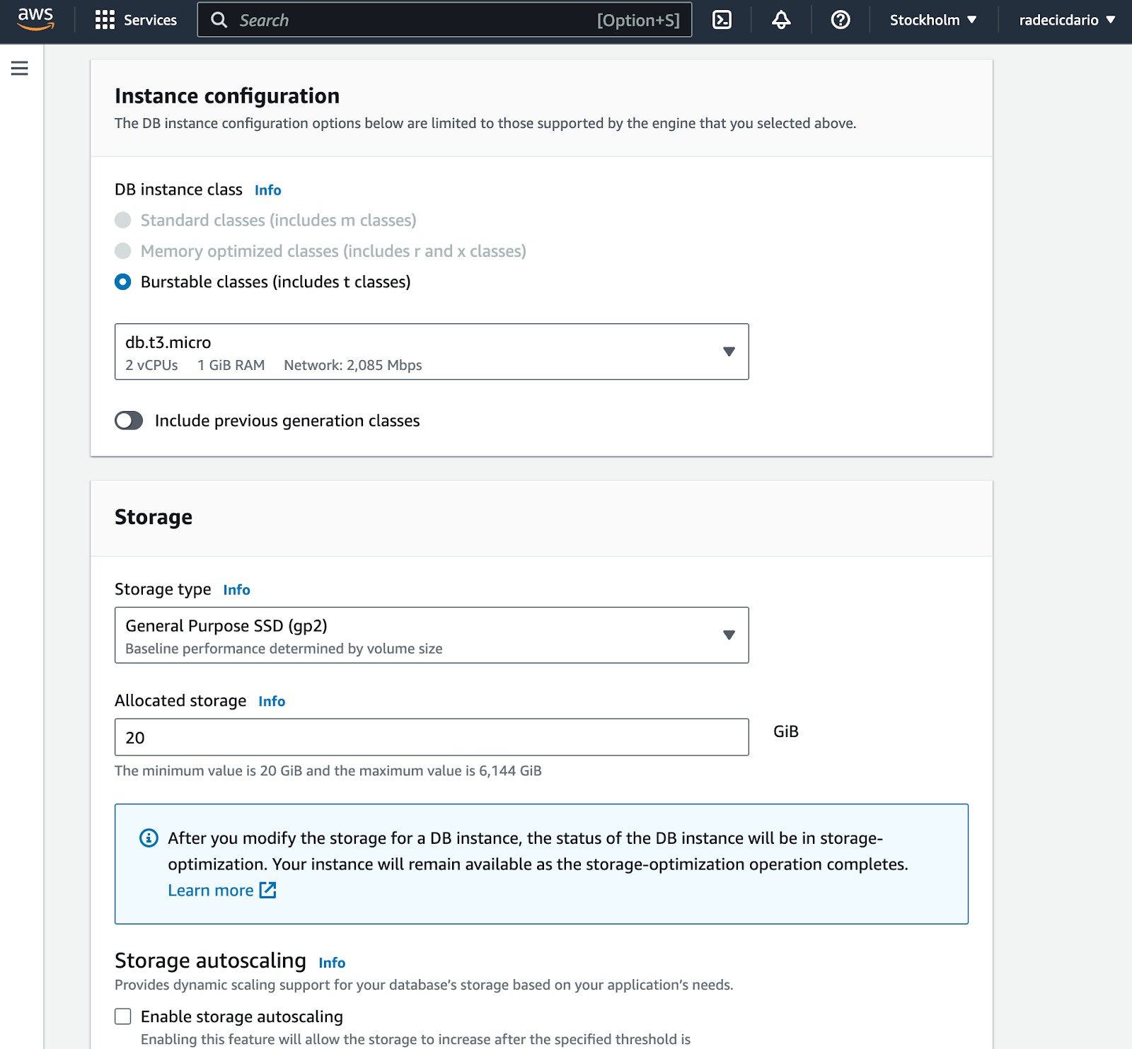 Image 5 - Instance class and storage