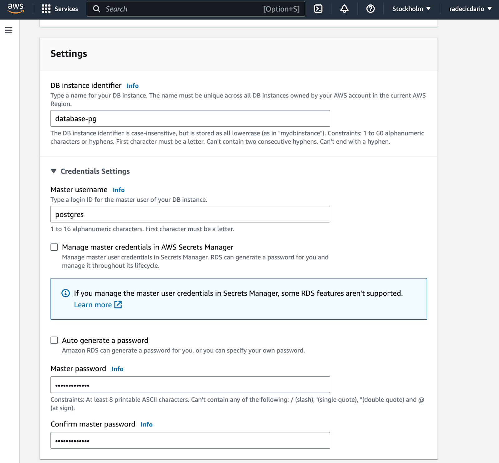 Image 4 - PostgreSQL database identifier, username, and password