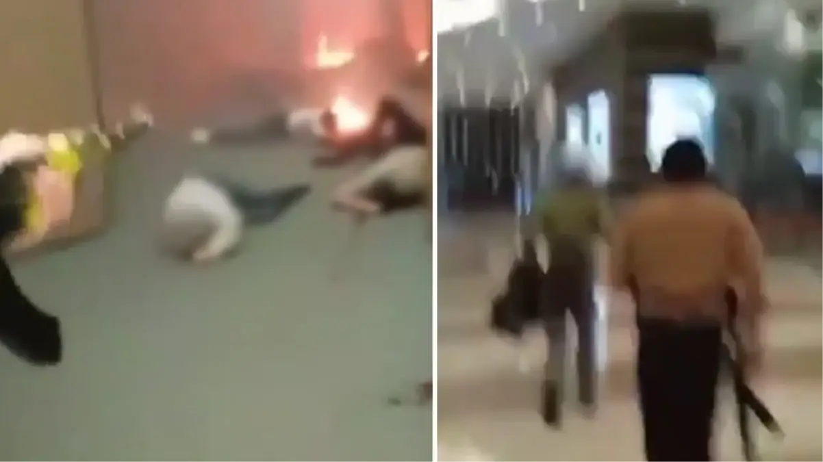 Rusya'nın başkenti Moskova'da 150 kişinin hayatını kaybettiği kanlı terör saldırısında yeni görüntüler ortaya çıktı