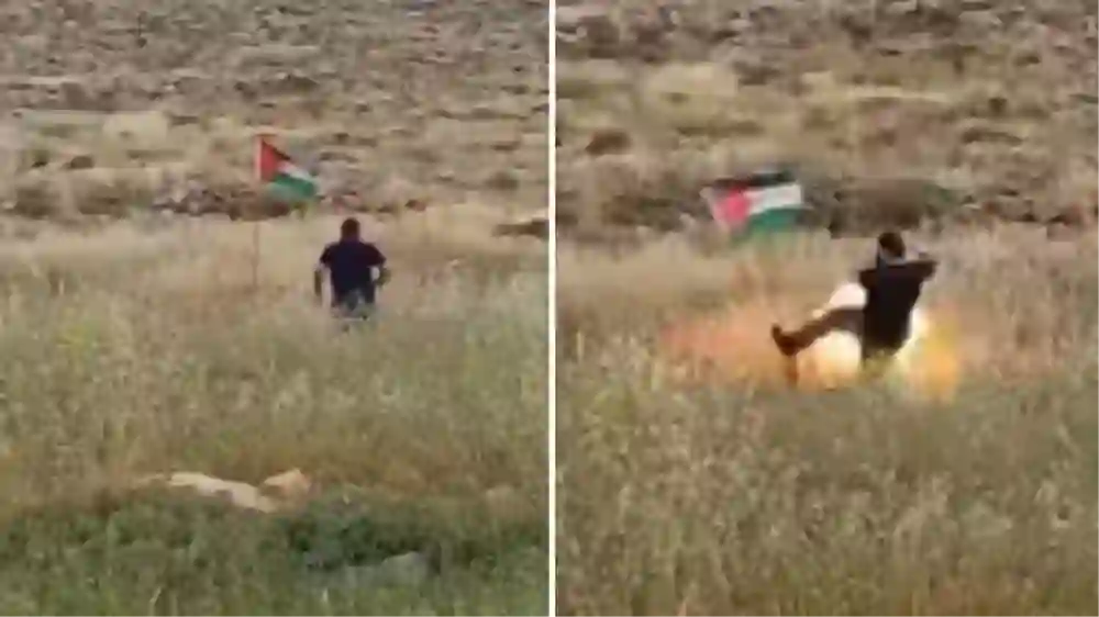 Şeria'nın Ramallah kentinde bir Yahudi yerleşimci, Filistin bayrağına tekme attığı sırada bayrağa bağlı bombanın infilak etmesi sonucu hafif şekilde yaralandı