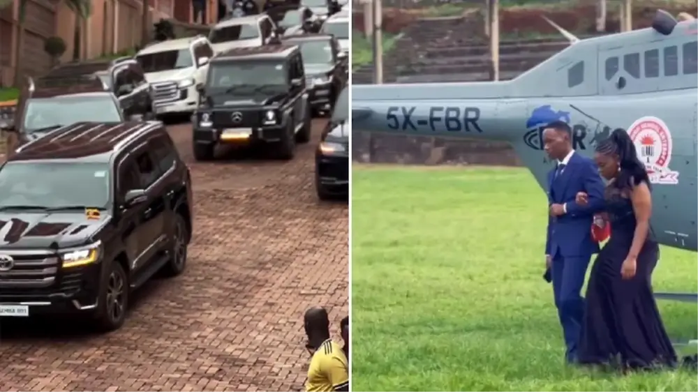 Dünyanın en fakir ülkelerinden biri olan Uganda'da, öğrencilerin lüks araçlar ve hatta helikopterle katıldığı abartılı bir okul balosu düzenlendi