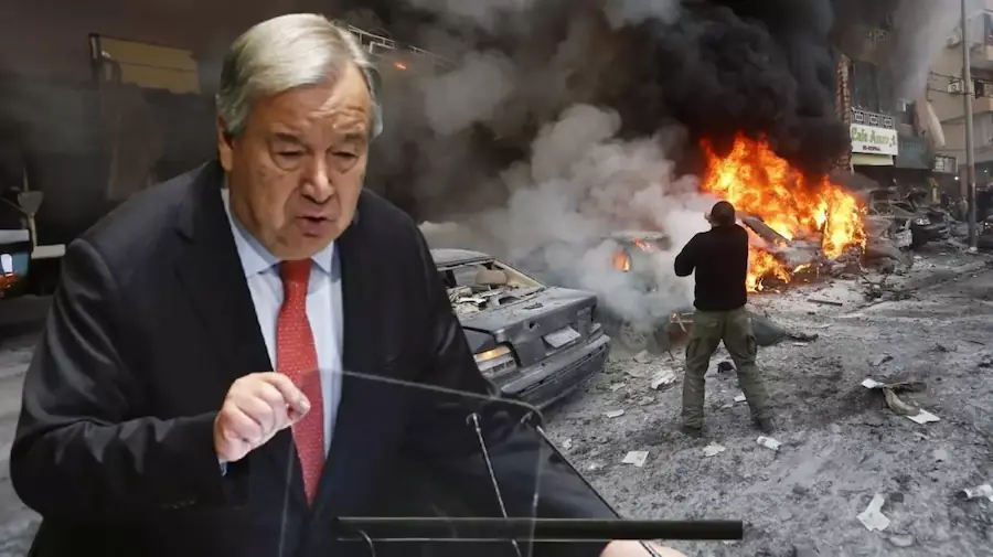  Antonio Guterres, İsrail'in saldırıları sonucu bir günde yüzlerce kişinin hayatını kaybettiği Lübnan ile ilgili "Cehennem" tabiri kullanarak uyarıda bulundu