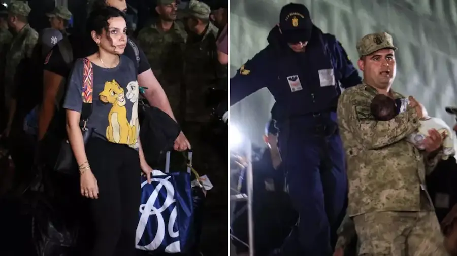 İsrail'in saldırılarını devam ettirdiği Lübnan'dan tahliye edilen Türk vatandaşlarını taşıyan TCG Bayraktar, Mersin Limanı'na geldi