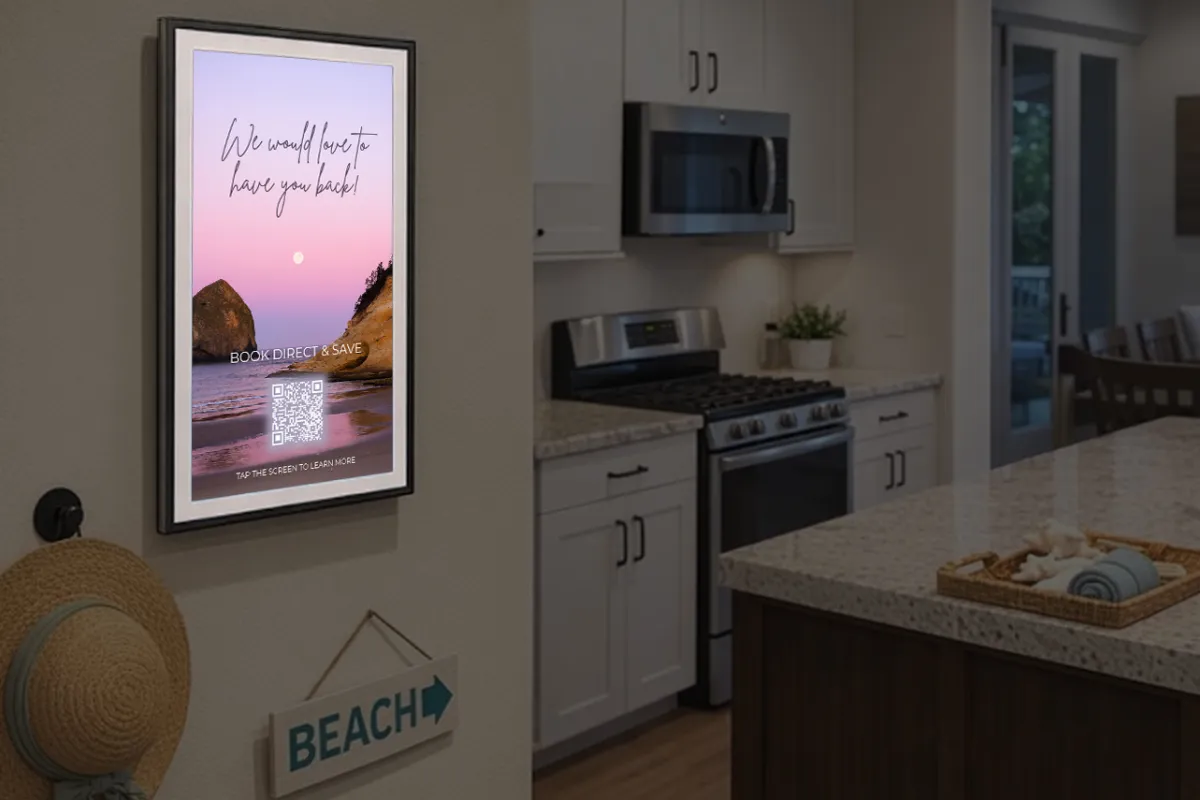 A smart welcome display in an Airbnb