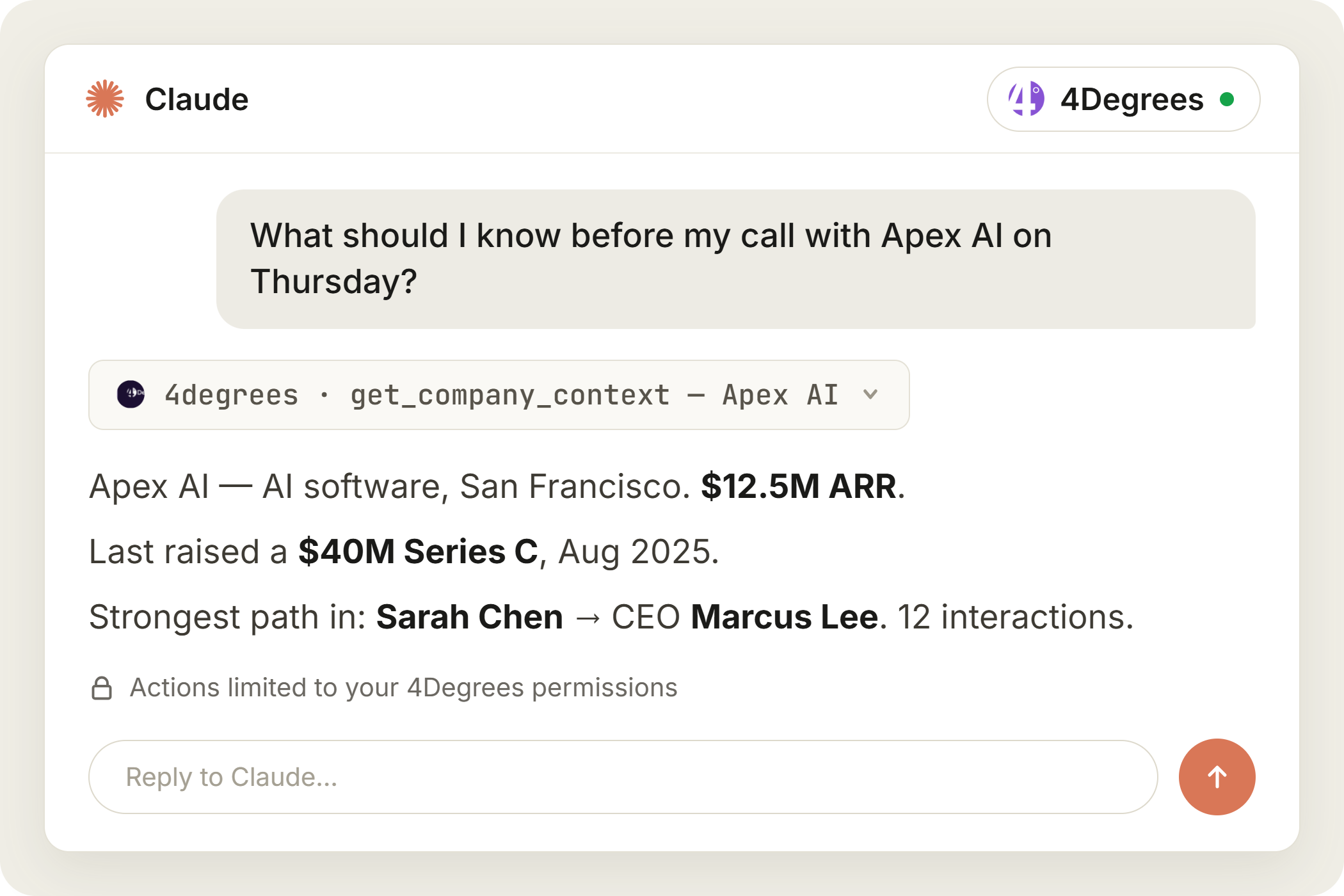 4Degrees MCP - AI that connects your deals, relationships, and the outside world