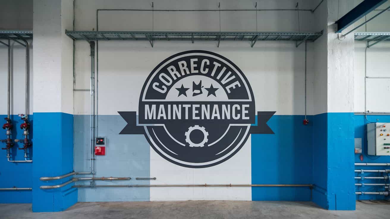  An image of the corrective maintenance logo in manufacturing industrial settings. 