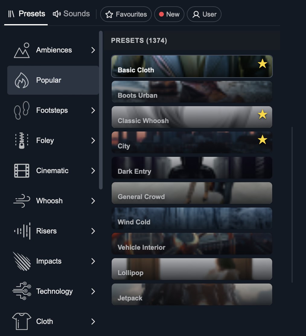 Krotos Studio preset browser in list mode