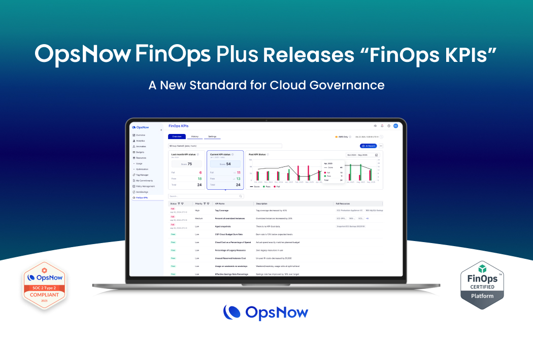 OpsNow releases FinOps KPIs to standardize performance-based cloud cost management practices.