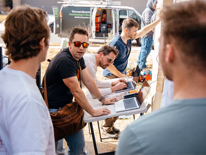 Base team members on site