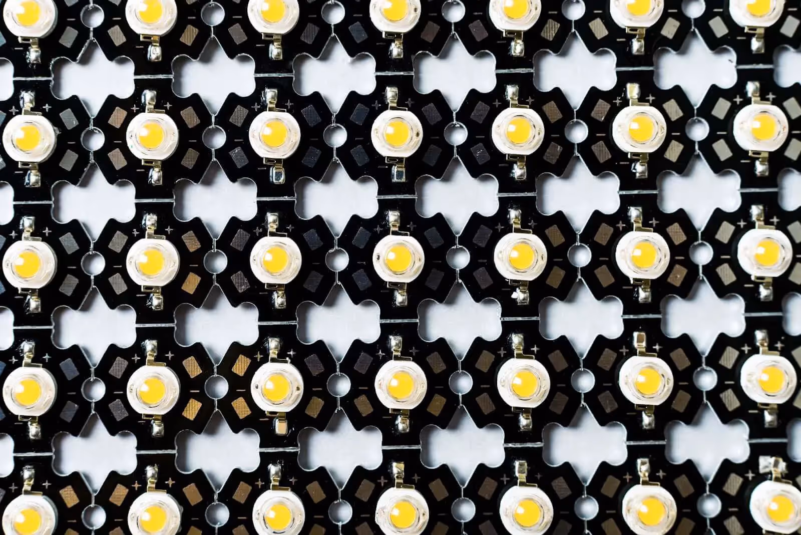 A close up of some grow light LEDS.