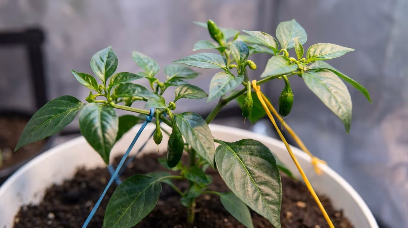 Chilli pepper undergoing low stress training