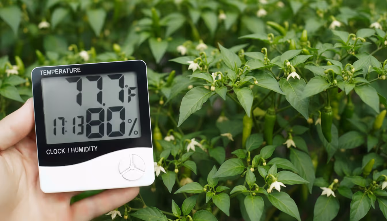 Simple higrometer in front of plants