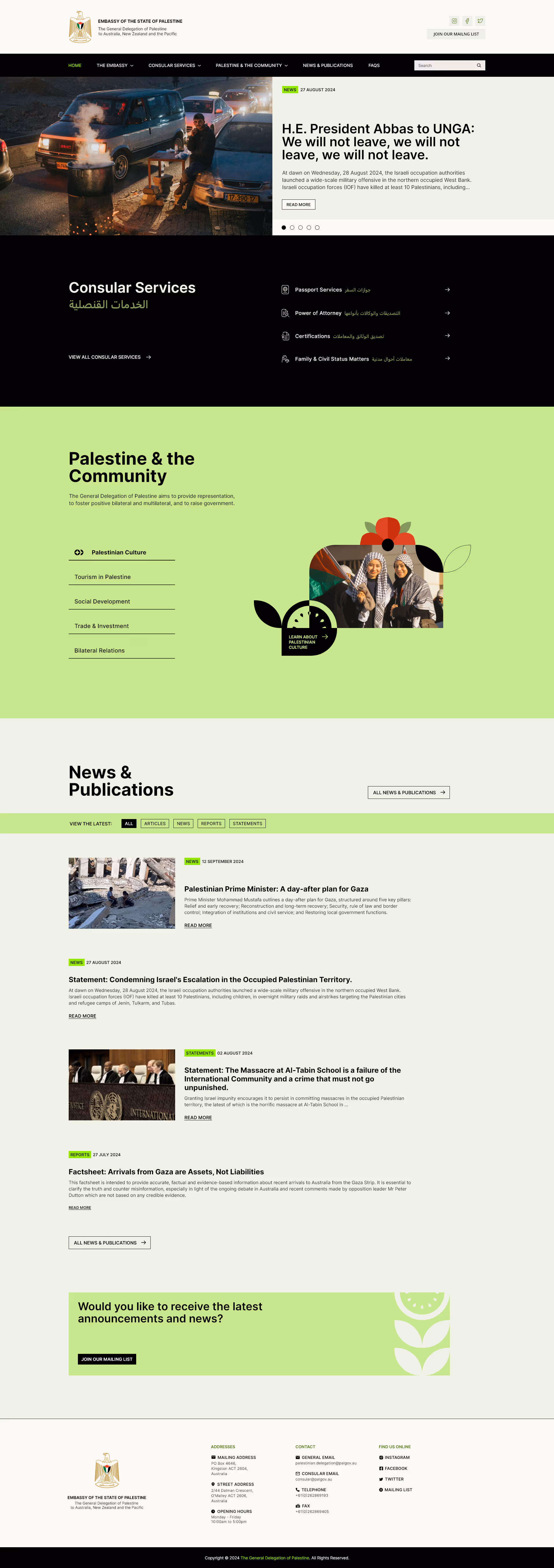 Homepage | Embassy of the State of Palestine