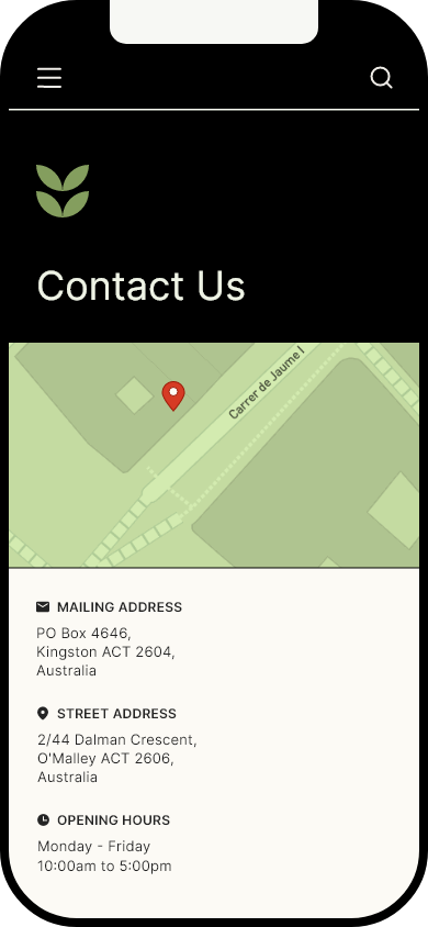 Contact Us Page - Mobile