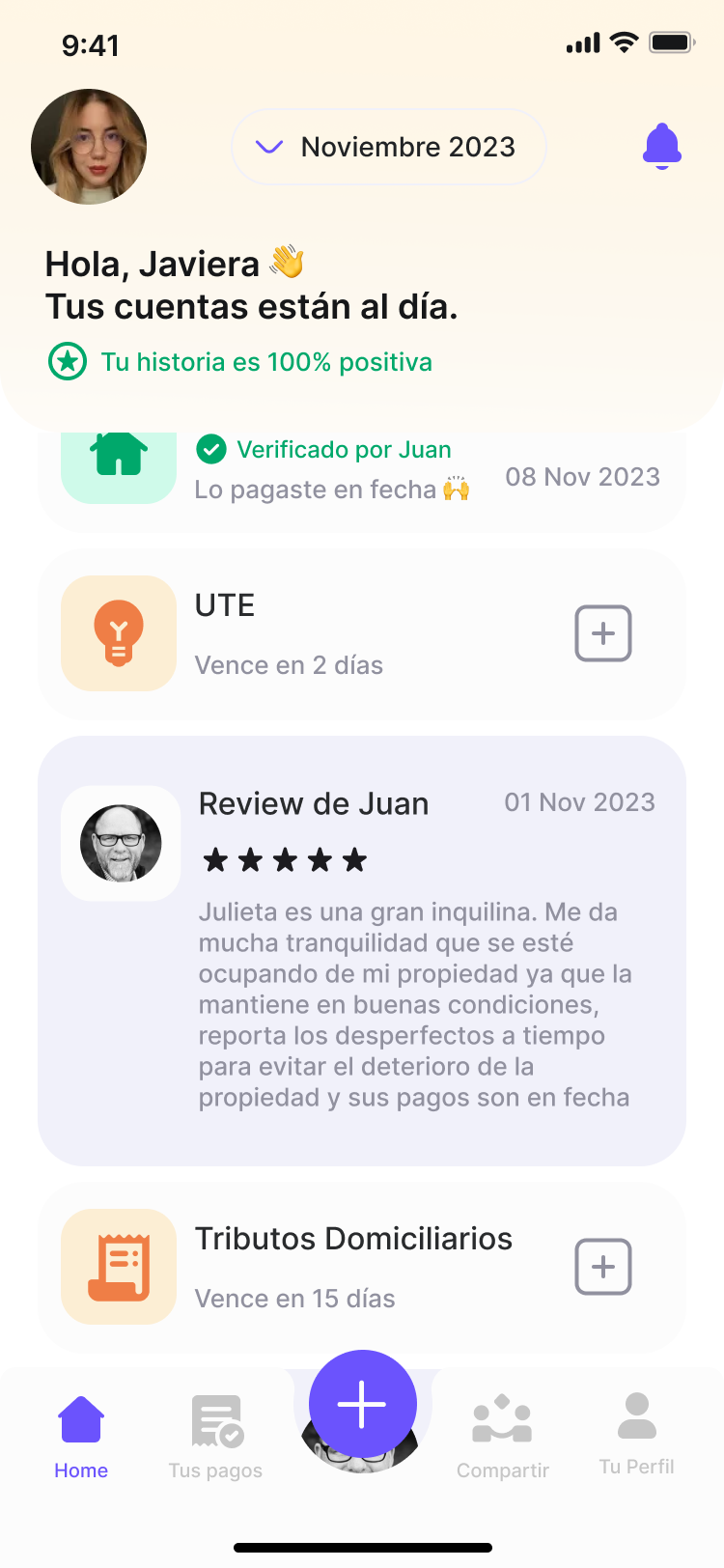 Aalto mobile app UI of home front door, confetti and the word Congratulations at the top and the home name below with the label of sold