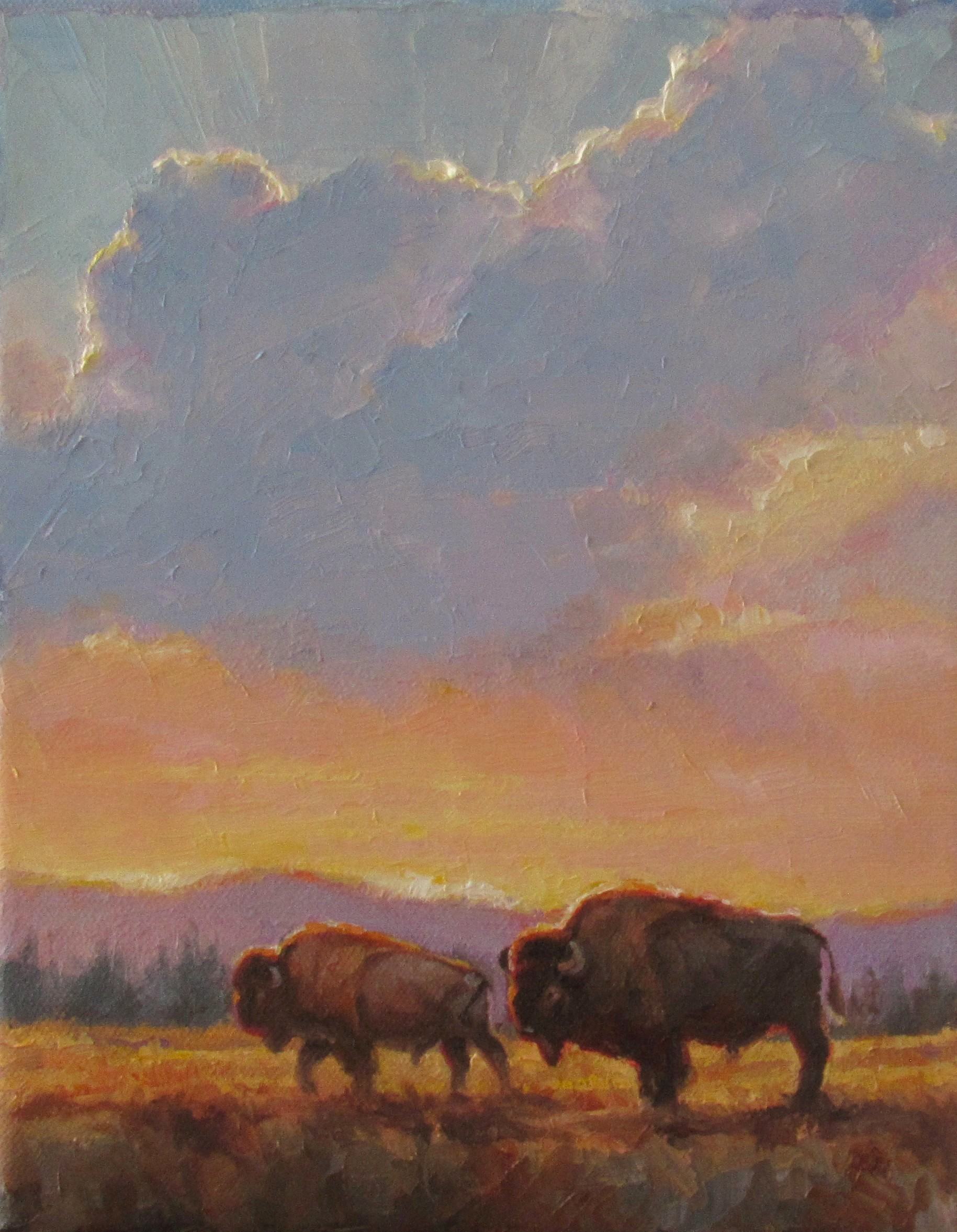 "AT THE END OF THE DAY-BISON" by Daren Wilding