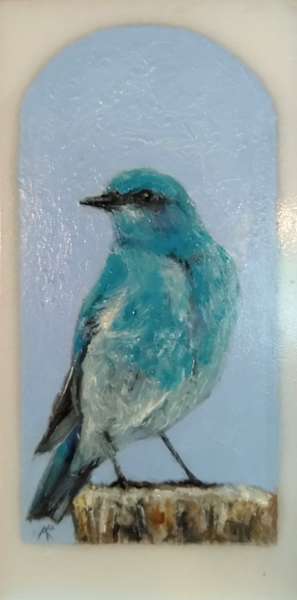 “MOUNTAIN BLUEBIRD I” by Aumi Kauffman Perry