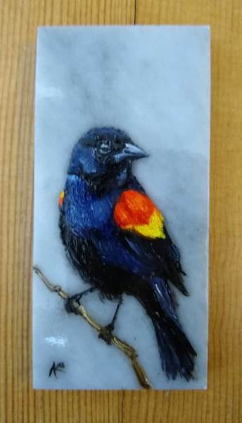 “RED-WINGED BLACKBIRD” by Aumi Kauffman Perry