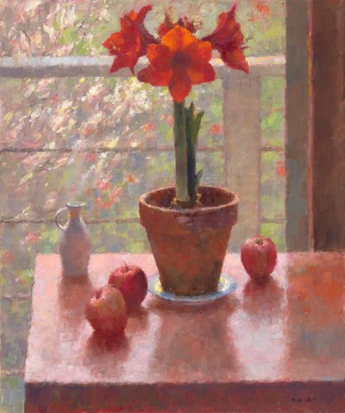 "RED AMARYLLIS INSIDE/OUT" by Jim Mcvicker OPA
