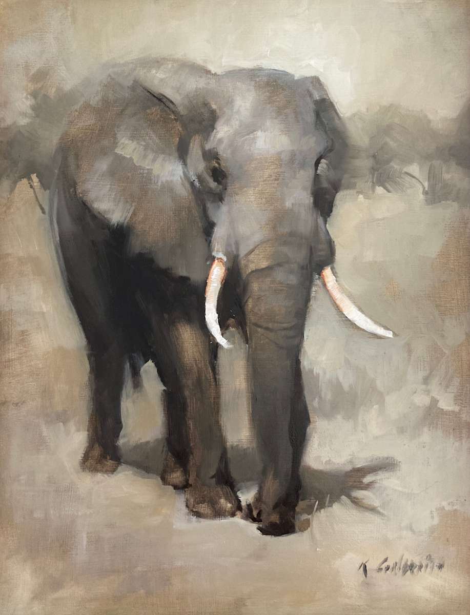 “ELEPHANT IN THE SERENGETI PLAIN” by Katherine Frey Galbraith