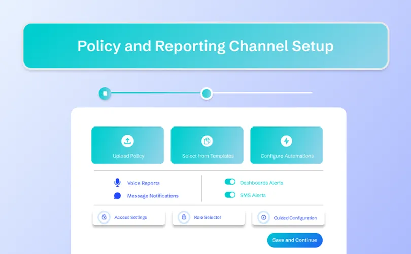 Import your policies or use our templates to create your reporting channels.