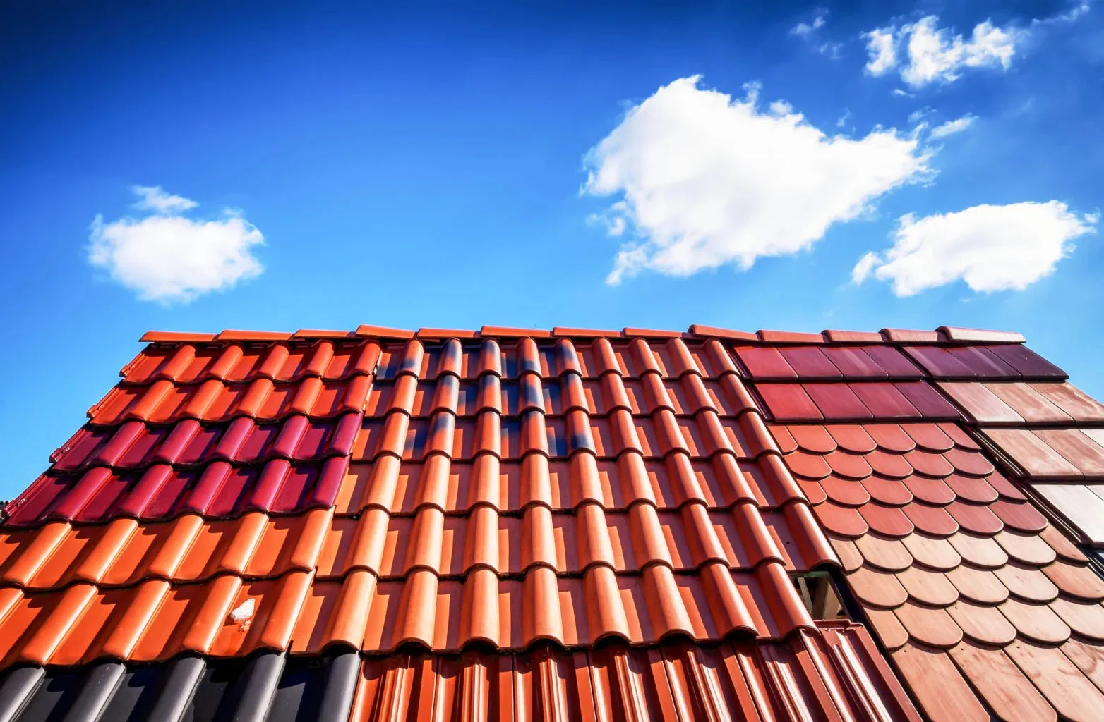 Different types and colors of roof tiles