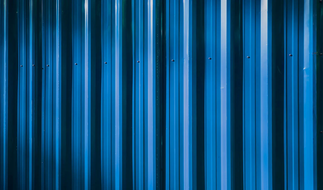 Close up of blue metal sheet