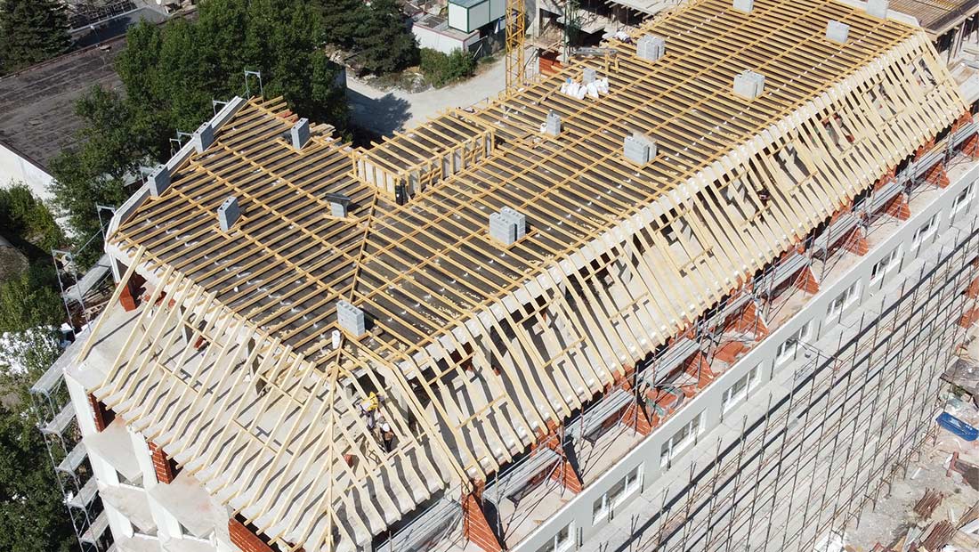 Wooden construction of a roof of a building 1