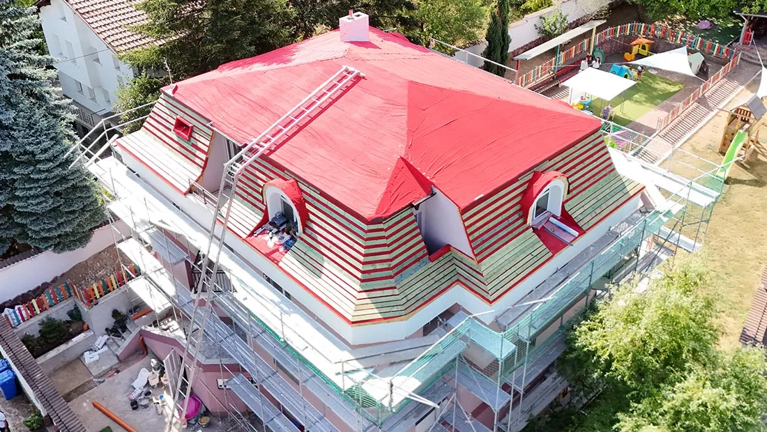 Wooden construction of a roof of a house 2