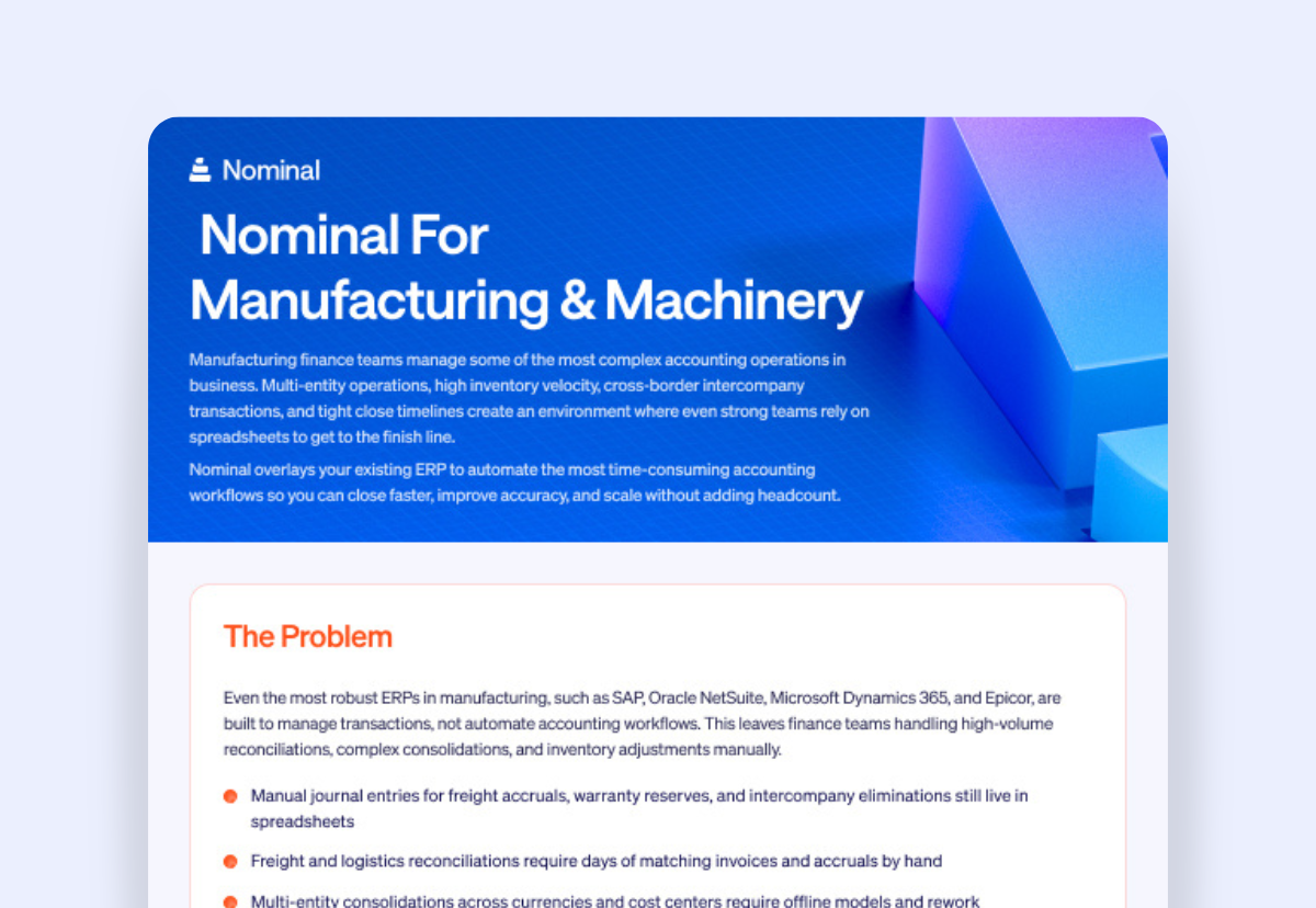 Nominal For Manufacturing & Machinery