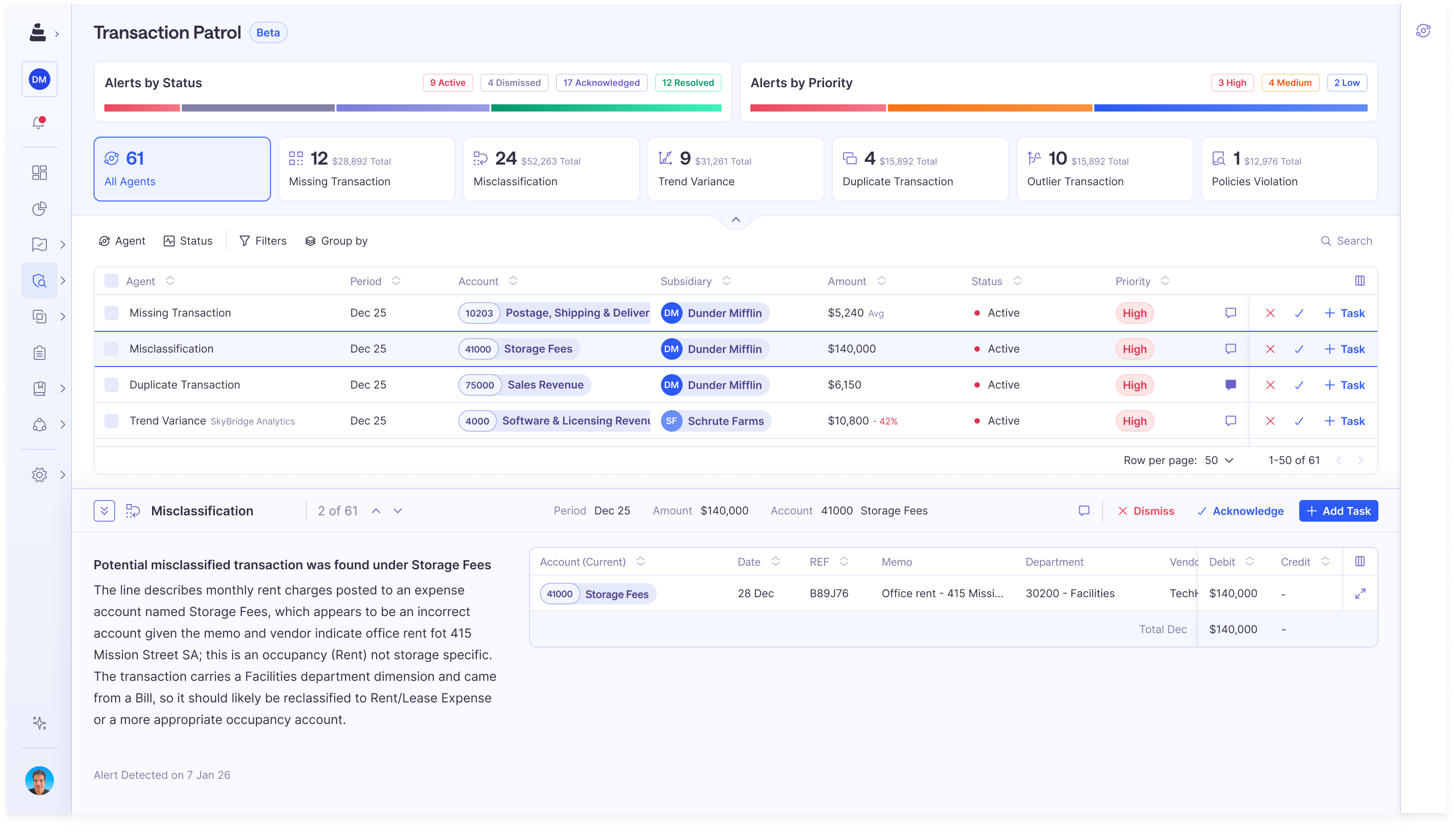 Misclassified transaction details in nominal's platform