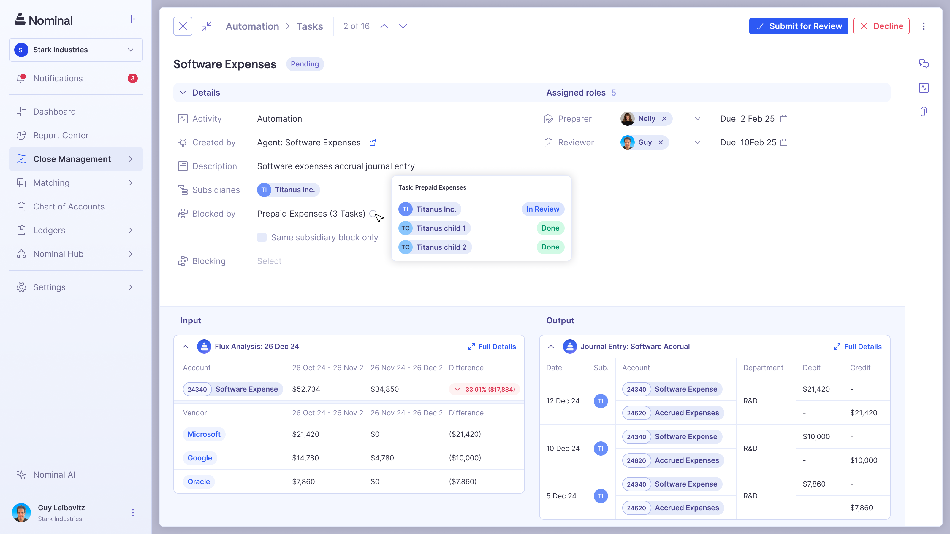 task dependencies overview at nominal