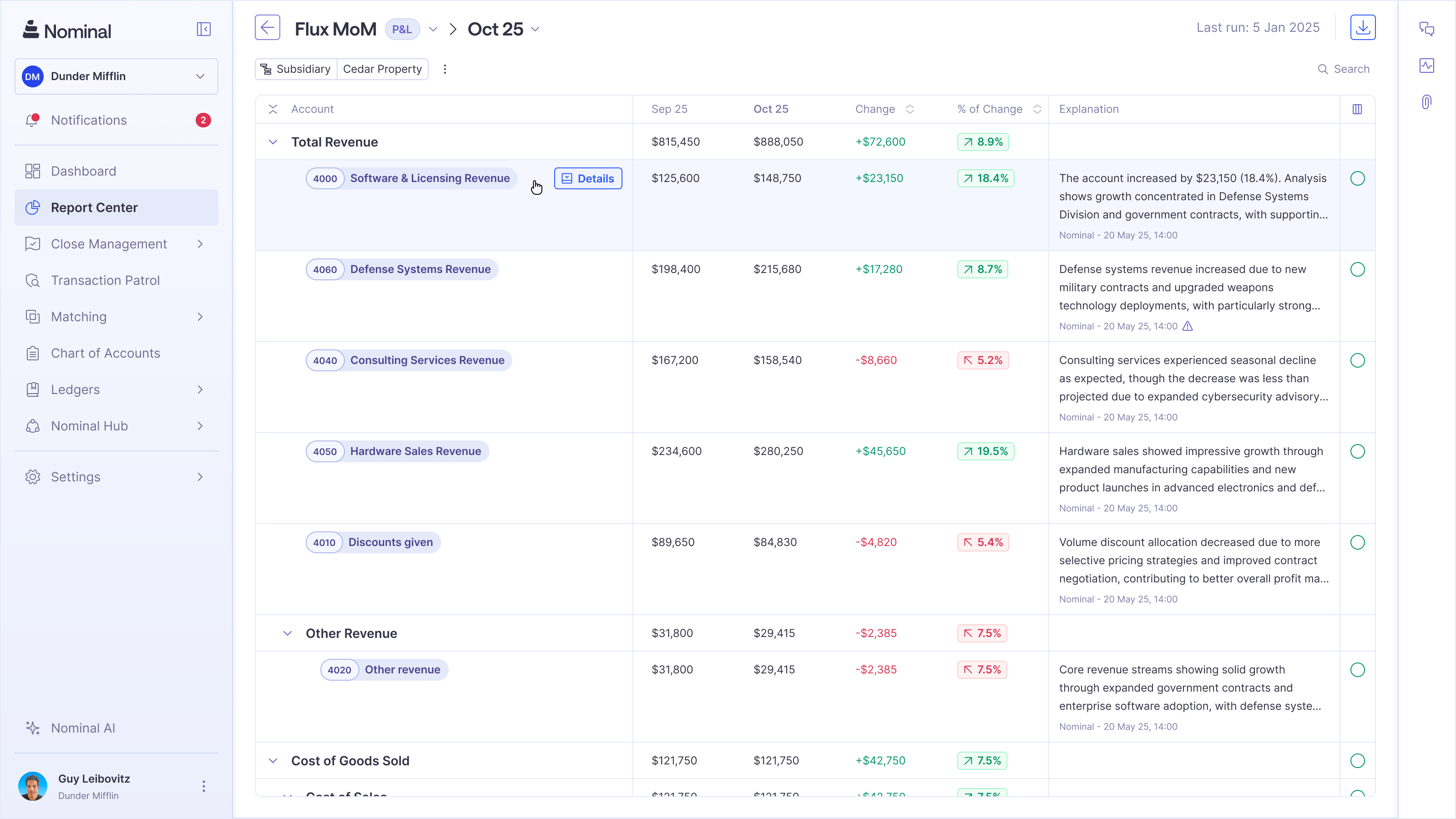 flux analysis on nominal