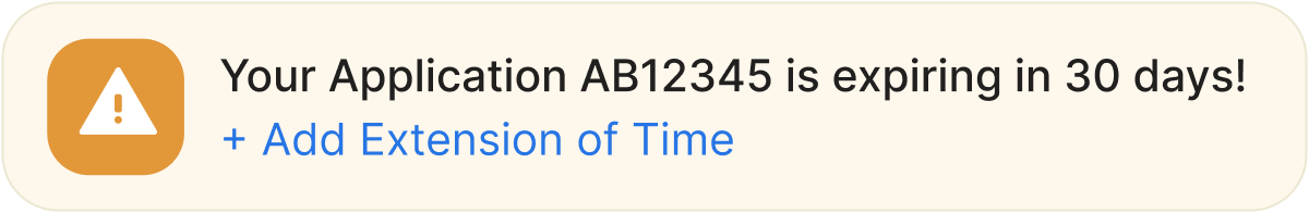 An alert for when you application is expiring soon