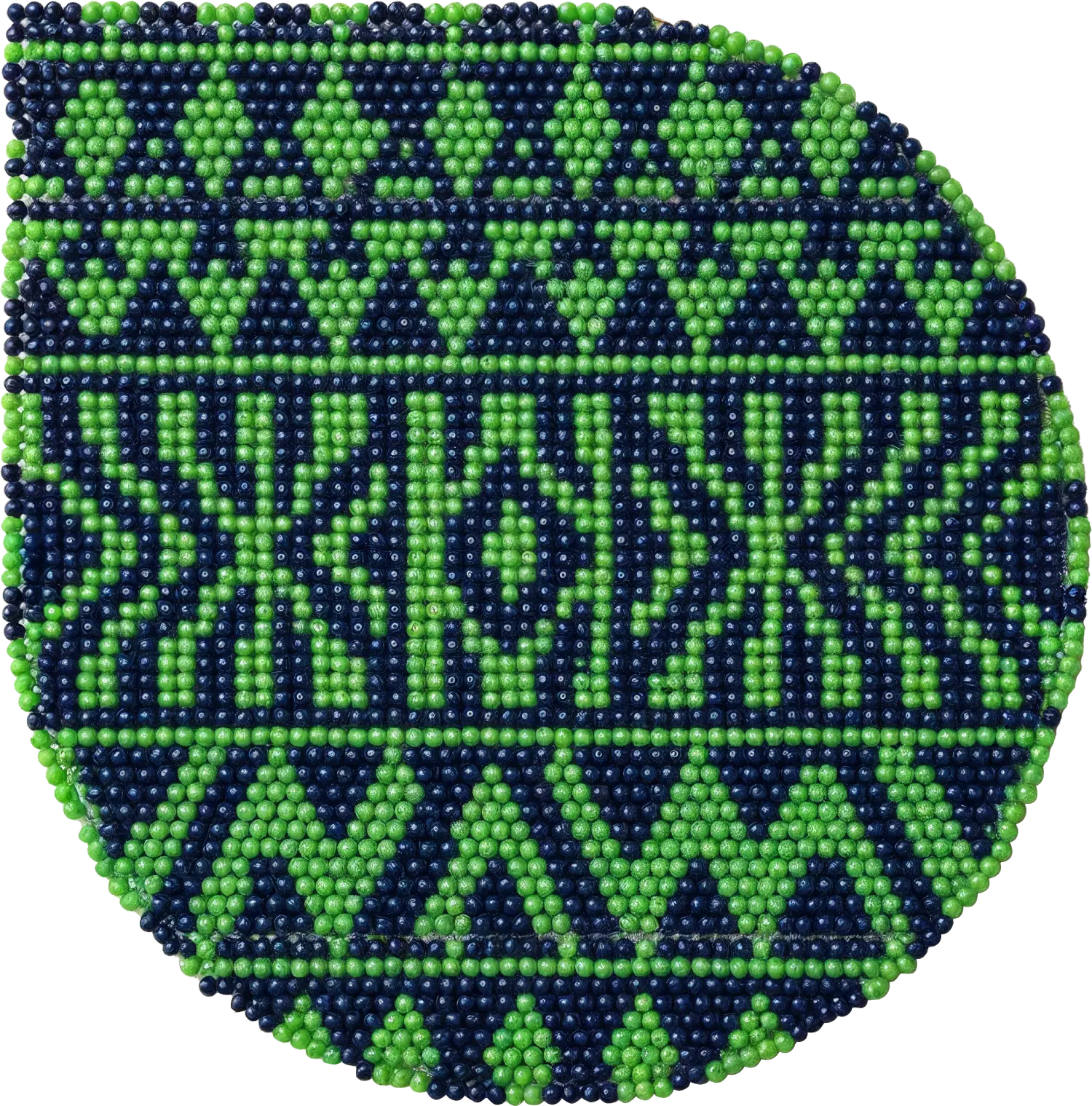 Green embroidered beads