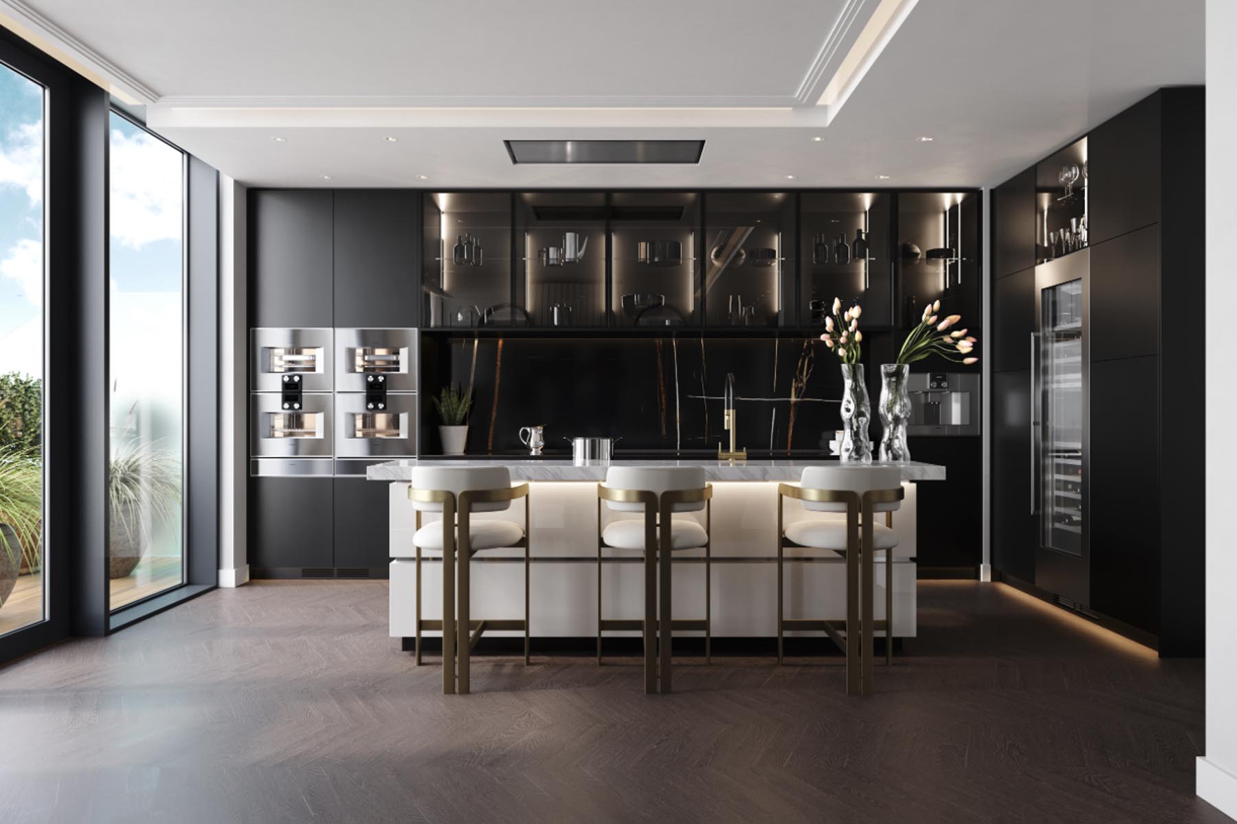Ultra realistic 3D render of a luxury living room