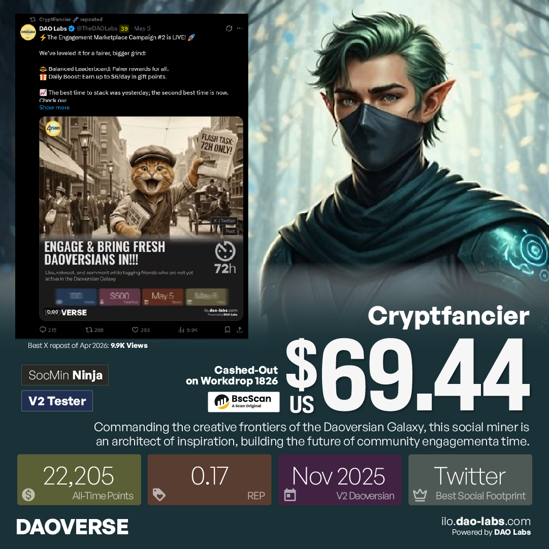 Cryptfancier: A Ninja Architect of the DAOVERSE
