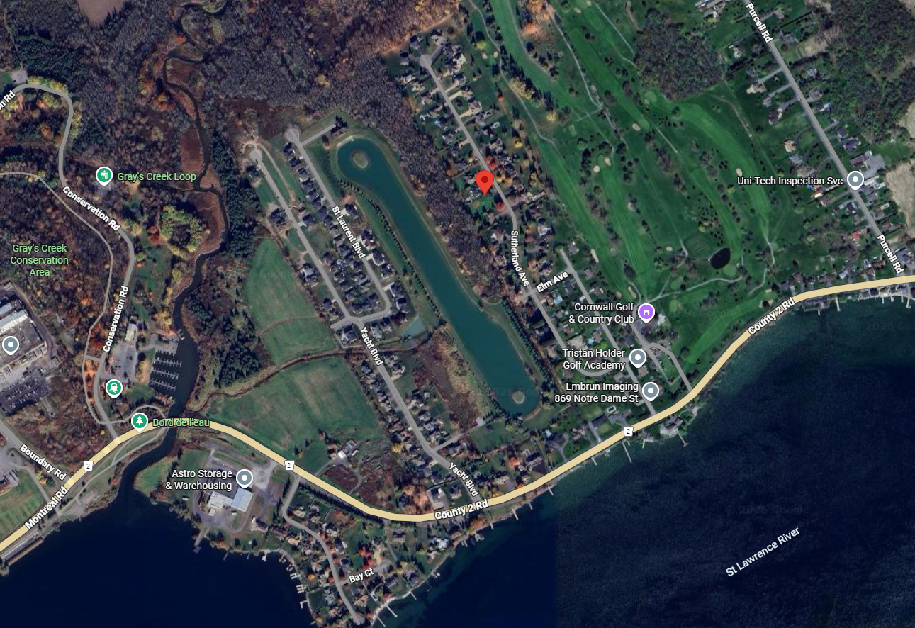 Google Maps terrain view of Sutherland Avenue Map