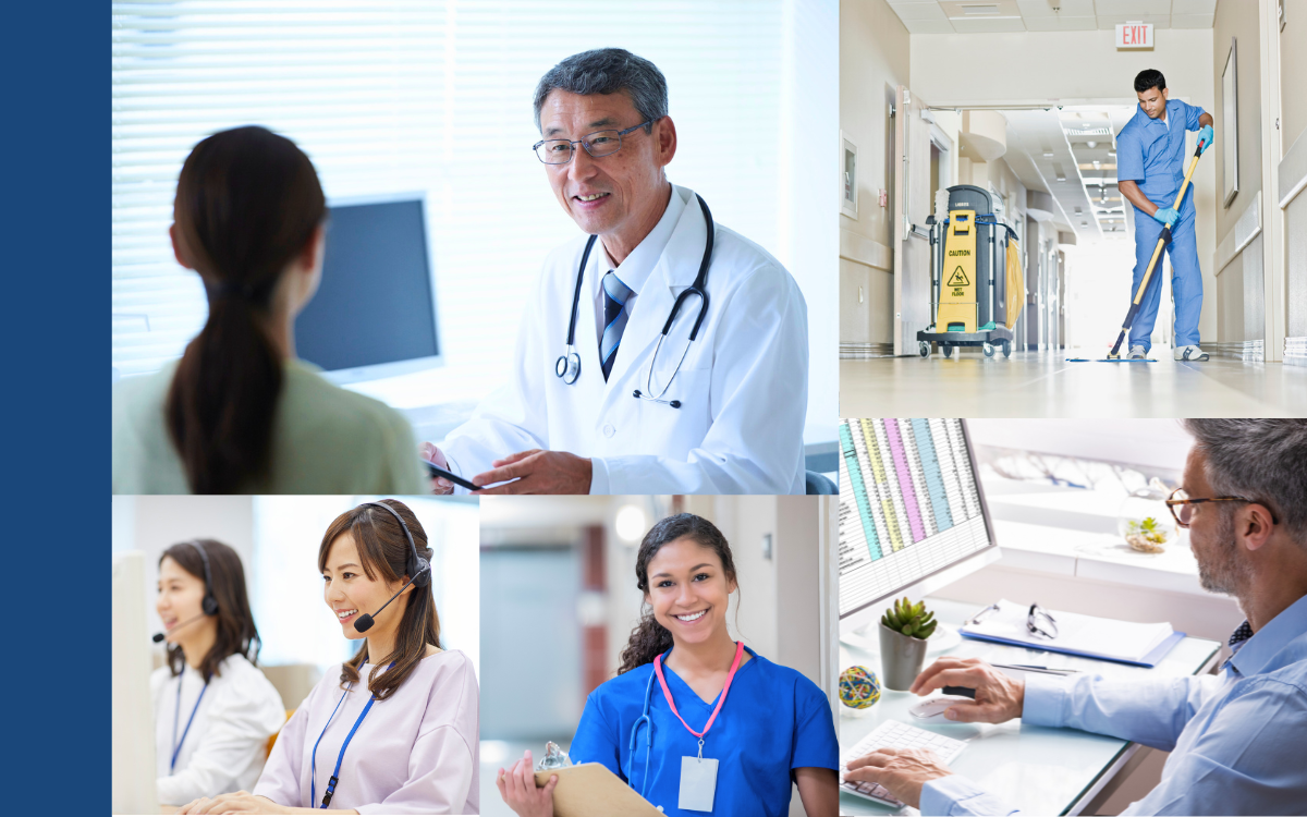collage of various healthcare industry professionals