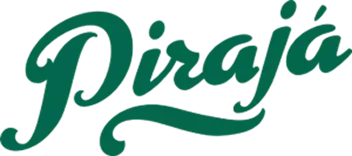 Nome da marca Piraja em estilo de escrita cursiva verde.