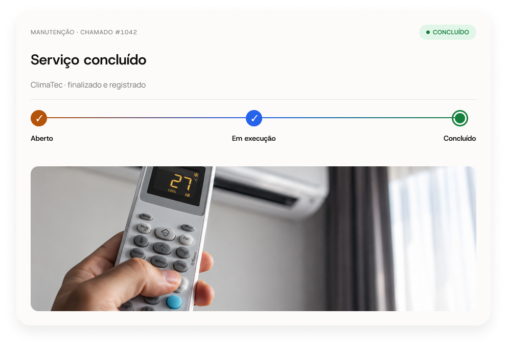 Chamado de manutenção concluído no WOS