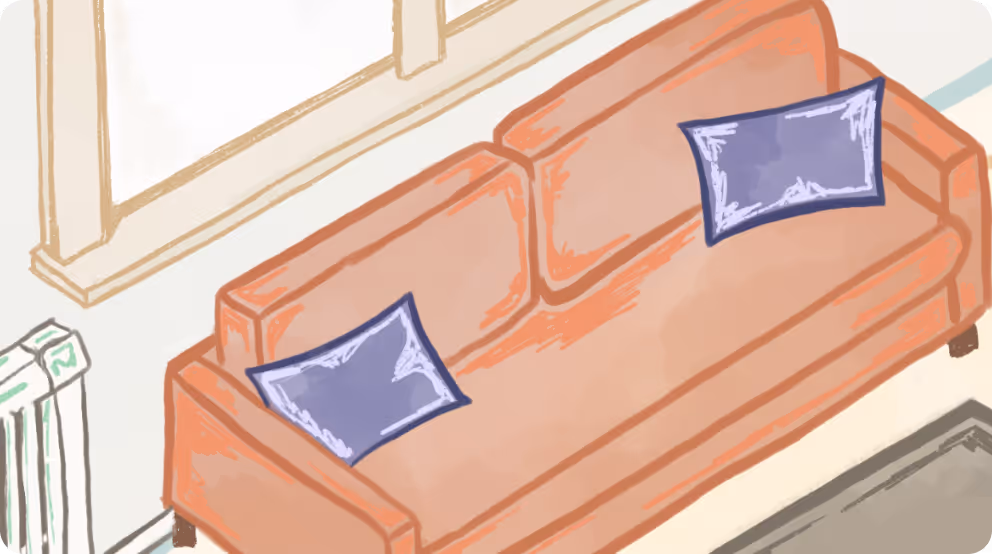 Comfy sofa in the Good Days waiting room