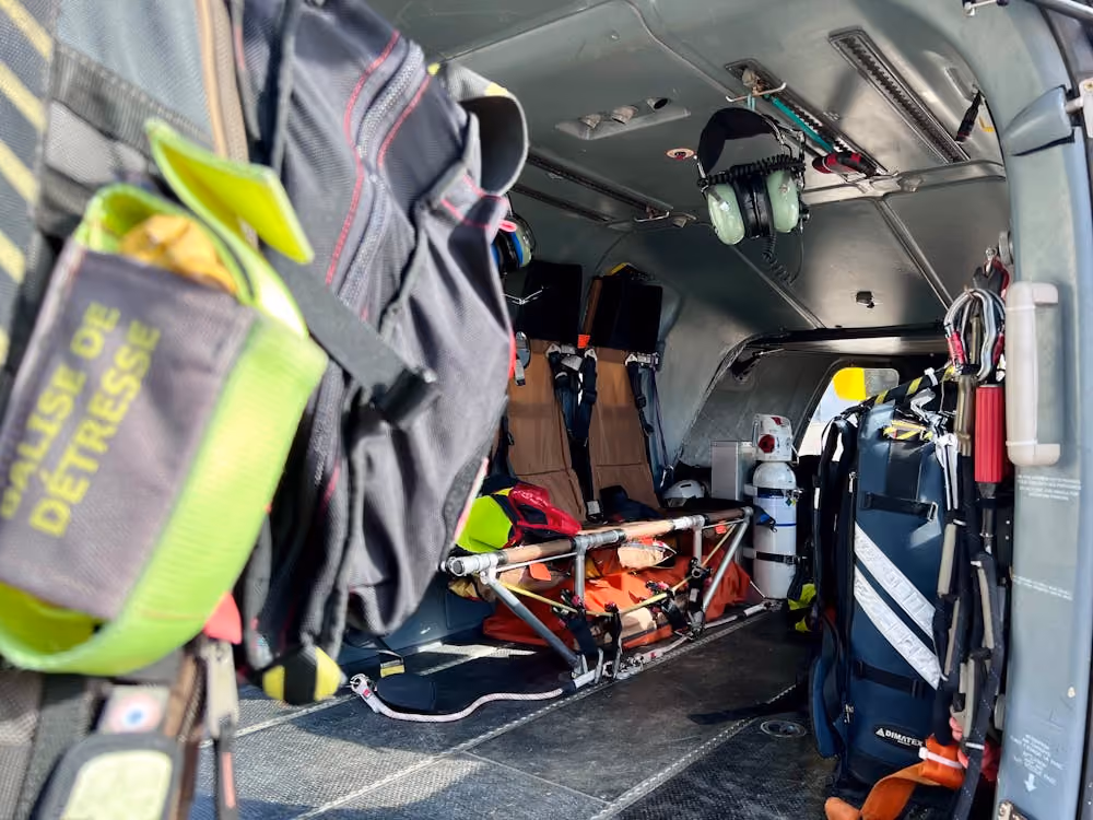 inside view of a medical helicopter equipped for emergency rescues